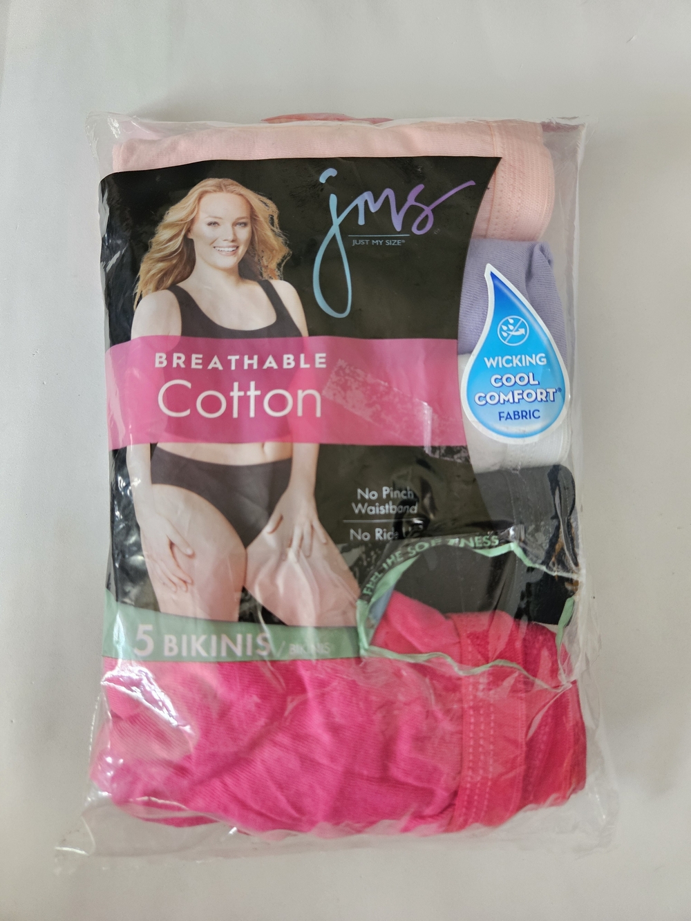 Just My Size Women's Cotton Bikini Briefs - Pink & Lavender Pack 22/24 Size 11